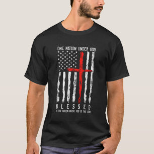 T-shirt Drapeau chrétien patriotique béni d'une nation sou