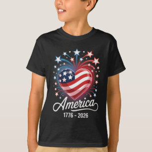T-shirt Drapeau Cœur 1776 2026 4 juillet 250e anniversaire