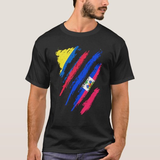 T-shirt Drapeau Colombie Haïti Gros Patriot Stripes pays (Devant)