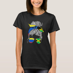 T-shirt Drapeau Colombie Jamaïque Grown Femmes Fille Pays