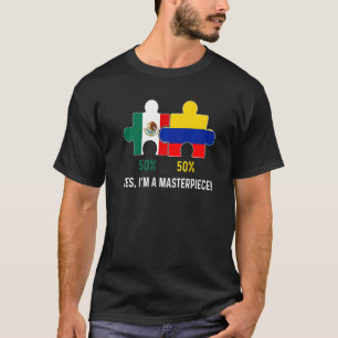 T-shirt Drapeau Colombien Mexicain Moitié Moitié Carte ADN