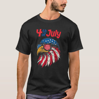 T-shirt Drapeau cool Patriotique 4 juillet lunettes de sol
