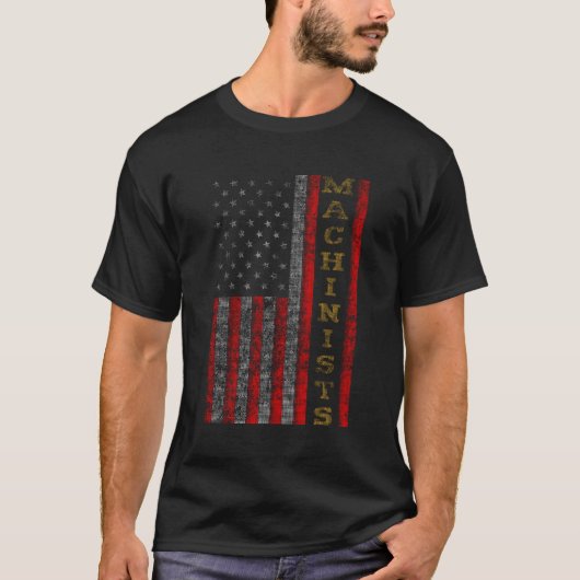 T-shirt Drapeau cool Patriotique Machinistes Us (Devant)