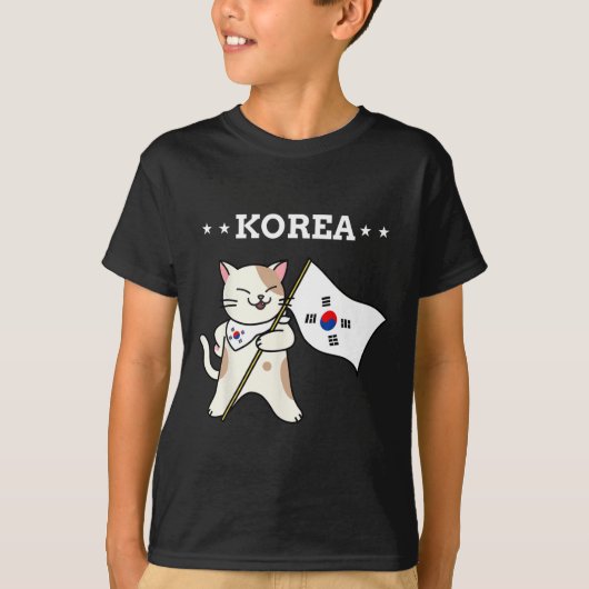 T-shirt Drapeau Coréen Et Chat Corée Du Sud (Devant)