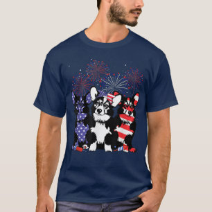 T-shirt Drapeau Corgi Chien américain 4 juillet patriotiqu