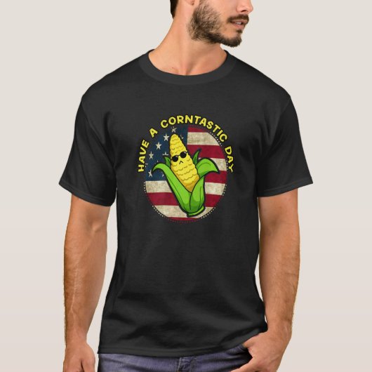 T-shirt Drapeau Corne Cute Corn USA (Devant)