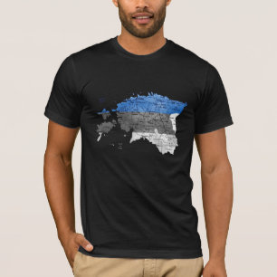 T-Shirt Drapeau Couleur Carte Estonie