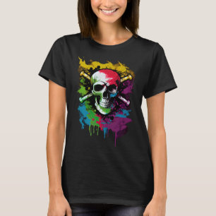 T-shirt Drapeau couleur Pirate Jolly roger des os crâniens