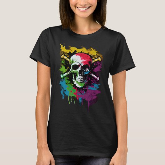 T-shirt Drapeau couleur Pirate Jolly roger des os crâniens (Devant)