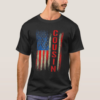 T-shirt Drapeau Cousin America Pour Hommes Fête des pères 