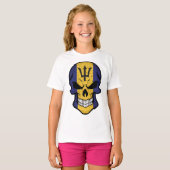 T-shirt Drapeau crâne souriant de Barbade (Devant entier)