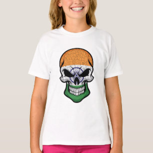 T-shirt Drapeau crâne souriant de l'Inde