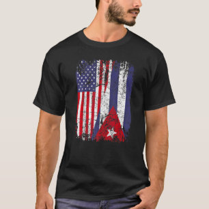 T-shirt Drapeau cubain demi-américain Roots Cuba