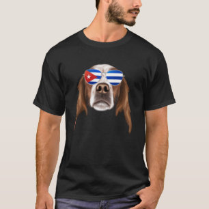 T-shirt Drapeau cubain Irlandais Rouge et blanc Setter Chi