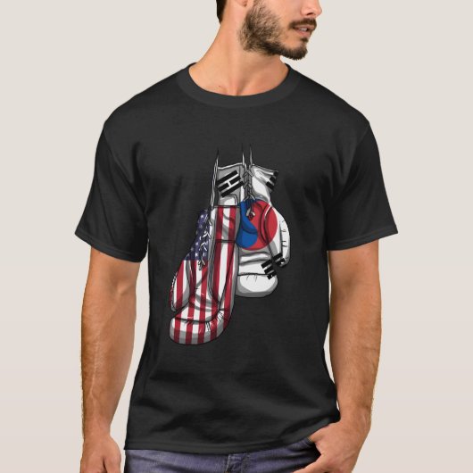 T-shirt Drapeau d'adn mixte Amérique-Corée du Sud (Devant)