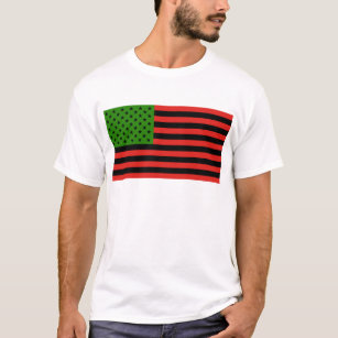 T-shirt Drapeau d'Afro-américain - noir et vert rouges