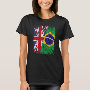 T-shirt Drapeau d'amitié BRÉSIL Demi ROYAUME-UNI Royaume-U