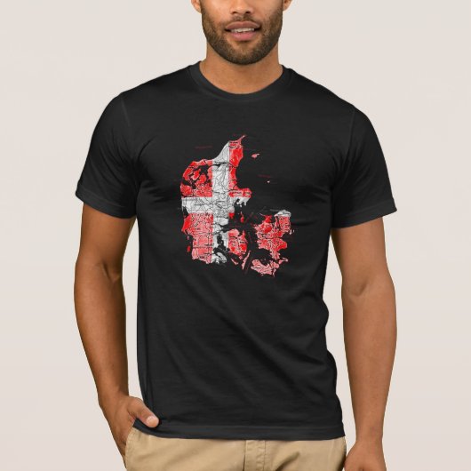 T-Shirt Drapeau Danemark Carte (Devant)
