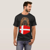 T-shirt Drapeau Danemark Chien Bloodhound Dans Poche (Devant entier)