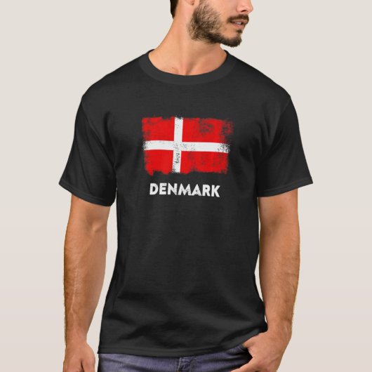 T-shirt Drapeau Danmark Danemark Blanc Rouge (Devant)