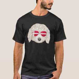 T-shirt Drapeau danois Chien de caniche blanc Danemark Poc