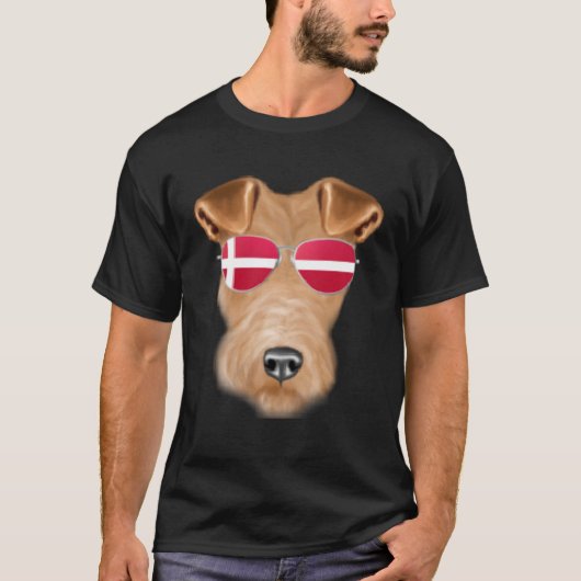 T-shirt Drapeau danois Fil Fox Terrier Chien Danemark Poch (Devant)