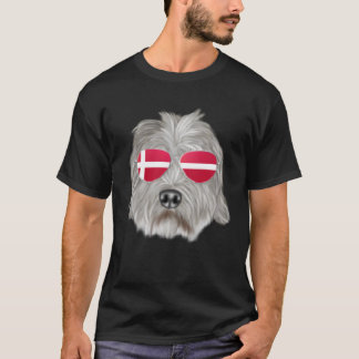 T-shirt Drapeau danois Wolfhound Chien Danemark Poche