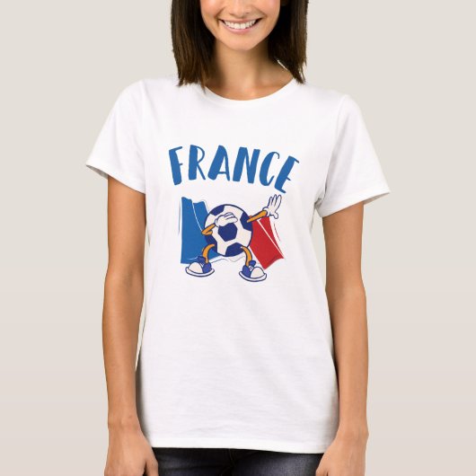 T-shirt Drapeau de balle de soccer en France (Devant)