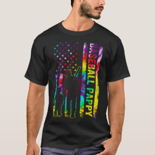 T-shirt Drapeau de base-ball américain appy teint