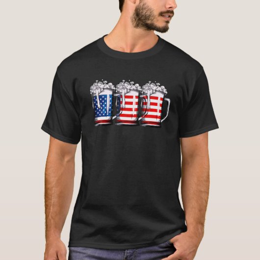 T-shirt Drapeau De Bière Américain 4 Juillet Merica Boi (Devant)