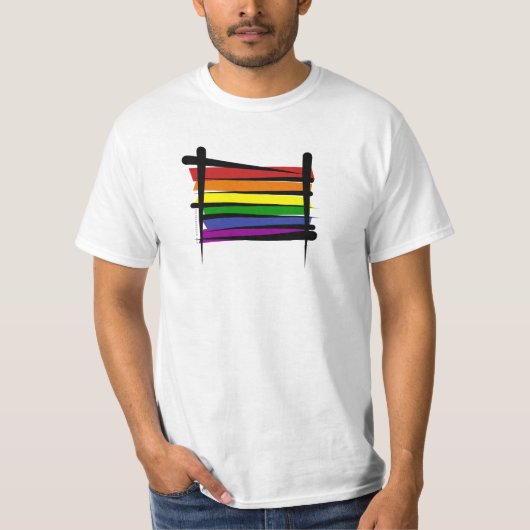 T-shirt Drapeau de brosse de gay pride d'arc-en-ciel (Devant)