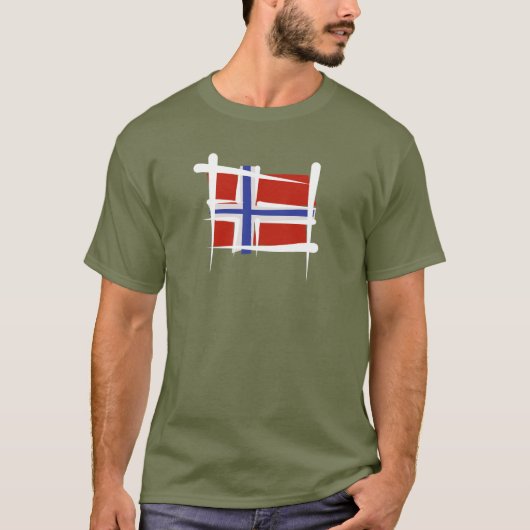 T-shirt Drapeau de brosse de la Norvège (Devant)