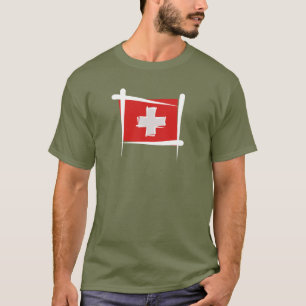 T-shirt Drapeau de brosse de la Suisse