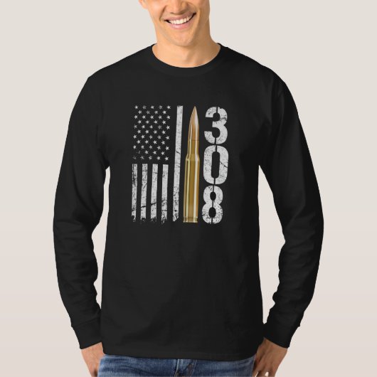 T-shirt Drapeau de calibre 308 de l'arme Ammo 308 (Devant)