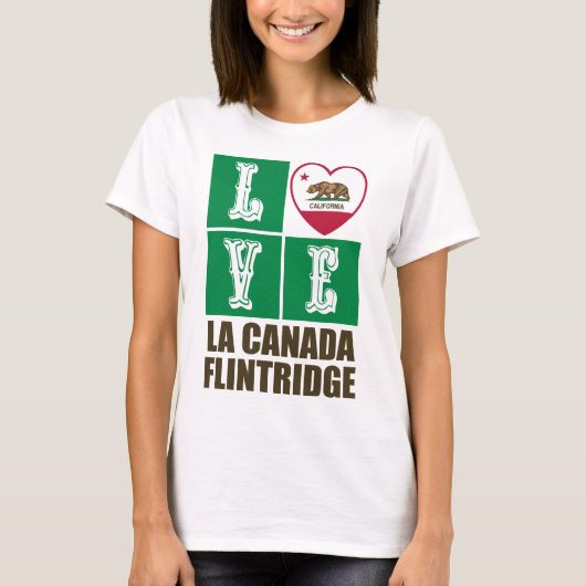 T-shirt Drapeau de Californie Coeur La Canada Flintridge (Devant)