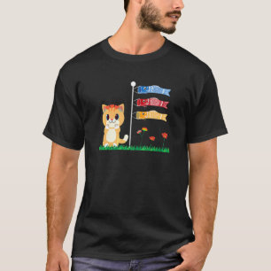 T-shirt Drapeau de carpe koï Poisson Koi Chat Jardin Japon