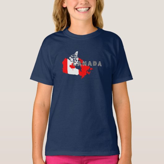 T-shirt Drapeau de carte de script canadien Canada simple  (Devant)