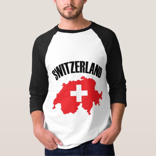 T-shirt Drapeau de carte Suisse (Devant)