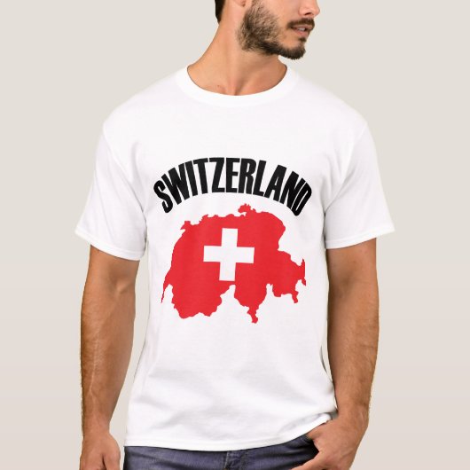 T-shirt Drapeau de carte Suisse (Devant)