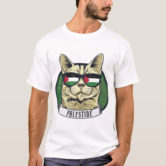 T-shirt drapeau de chat de palestine (Devant)
