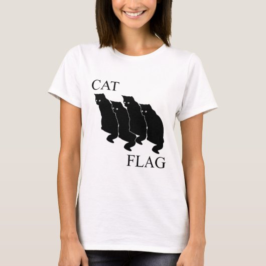 T-shirt Drapeau de chat Drôle noir amusant (Devant)
