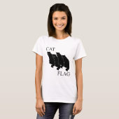 T-shirt Drapeau de chat Drôle noir amusant (Devant entier)