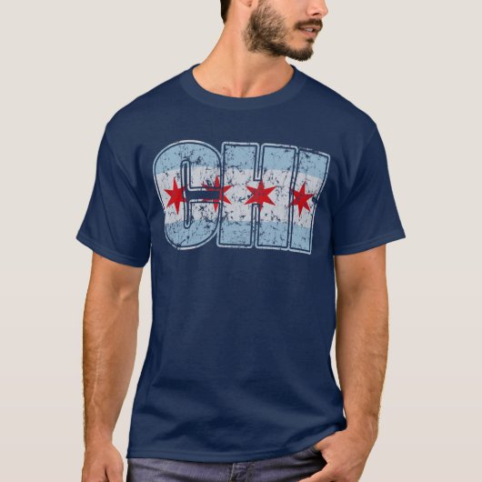 T-shirt Drapeau de Chicago de CHI (Devant)