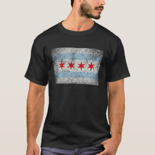 T-shirt Drapeau de Chicago déprimé Vintage Style Fierté Ho