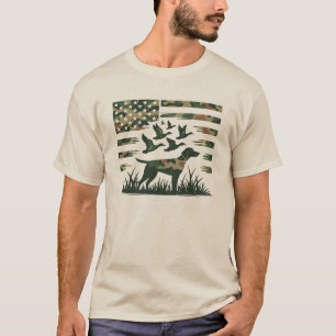 T-shirt Drapeau de chien de chasse de canard colvert camou