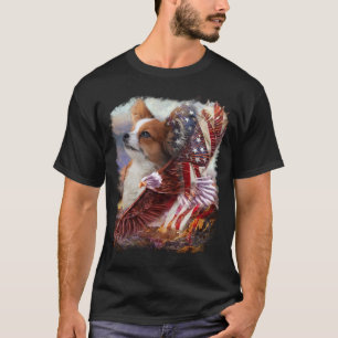 T-shirt Drapeau de chien et d'aigle Amérique Classic Vinta