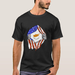 T-shirt Drapeau de Chypre USA Amérique Poitrine Fierté chy