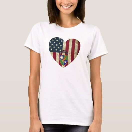 T-shirt Drapeau de coeur américain du 2e Bataillon 75e Ran (Devant)