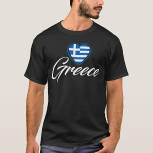 T-shirt Drapeau de coeur de Grèce noir