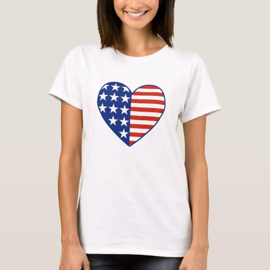T-shirt Drapeau de coeur des Etats-Unis (Devant)